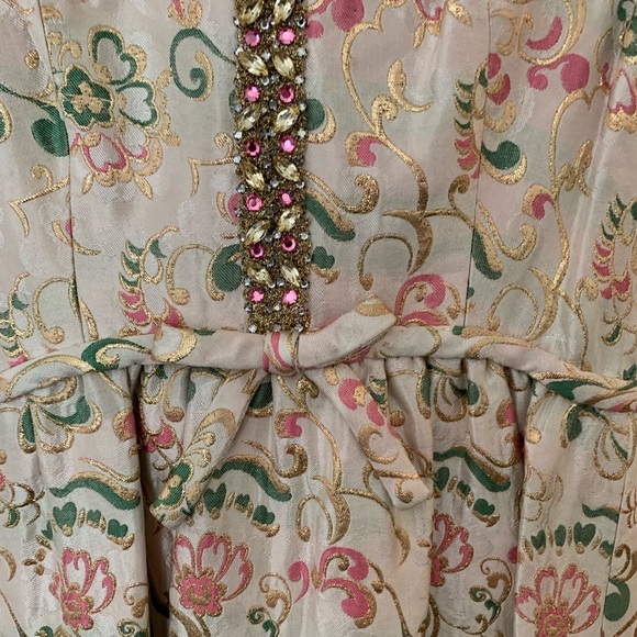 VTG 1950’s Porter’s Madison Ave at 62nd Street Brocade Rhinestone Party Dress - Picture 6 of 15